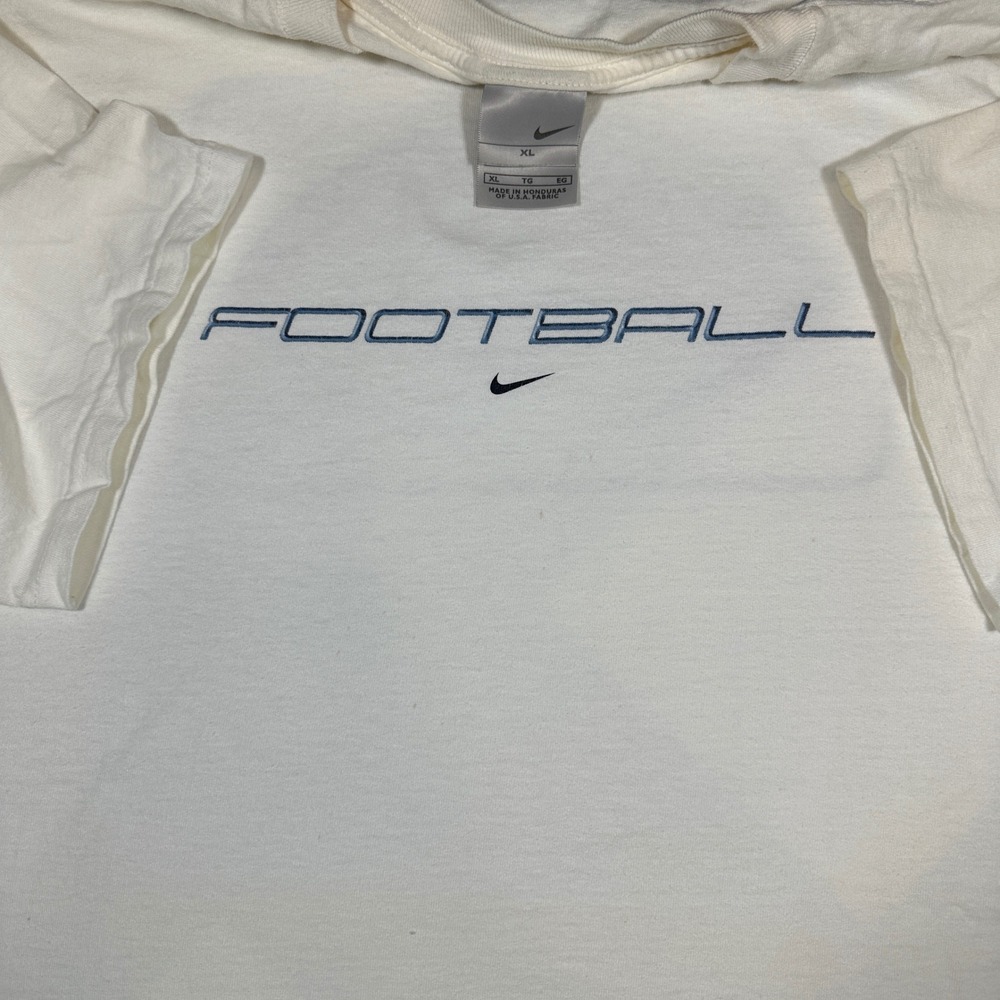 Vintage Nike Football Embroidered T-Shirt Mens XL White Swoosh Y2K Tee